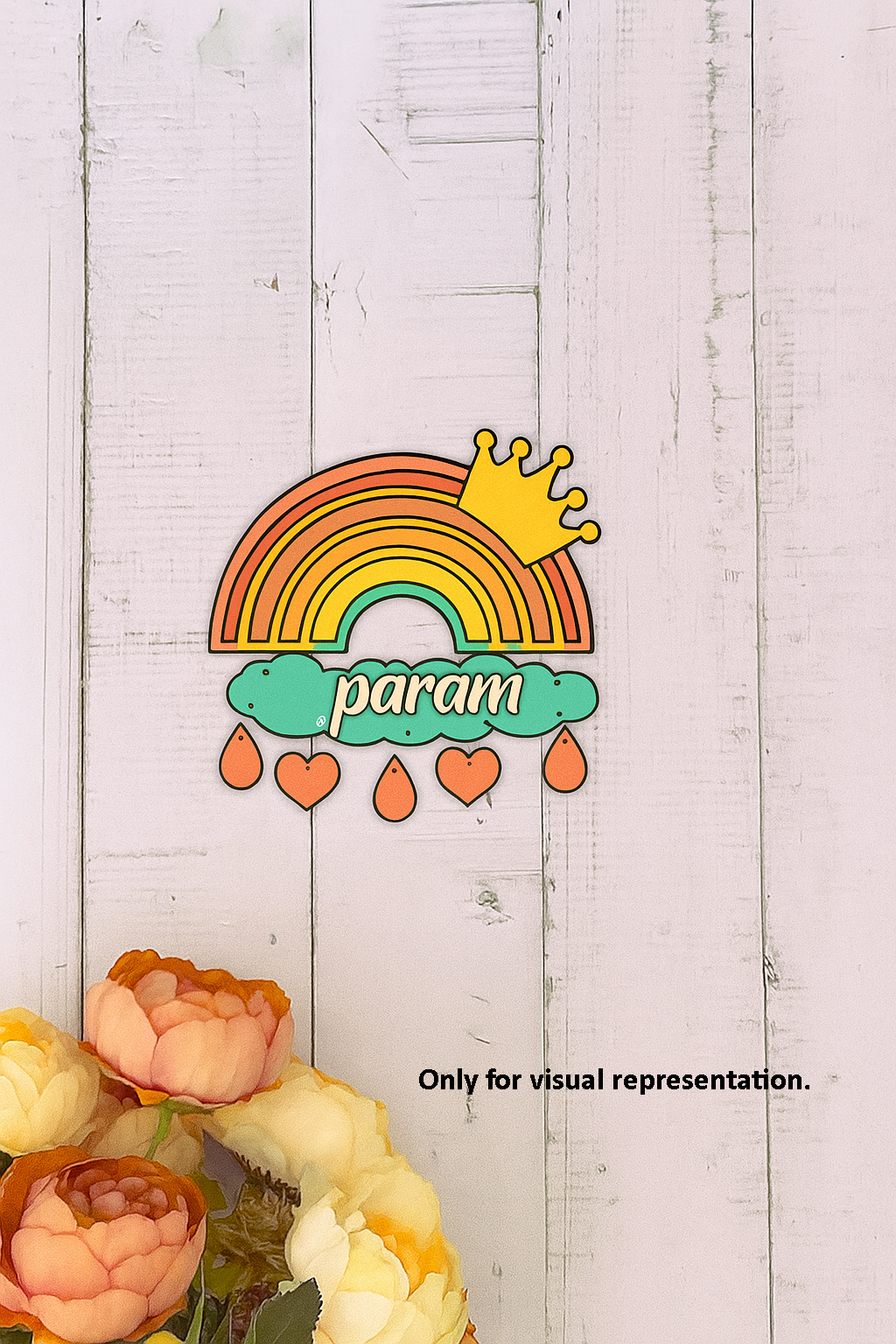 DIY MDF Rainbow Name Plate with Crown & Hearts – Personalized Engraved Craft Base for Kids