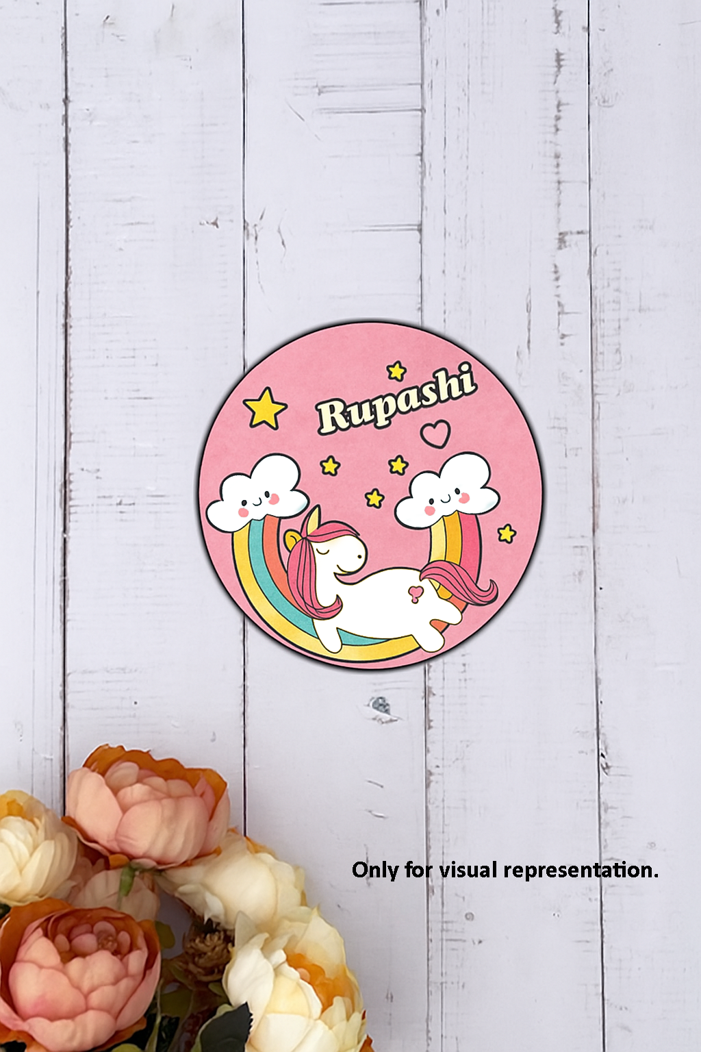 DIY MDF Unicorn Name Plate for Kids – Custom Engraved Rainbow & Stars Design