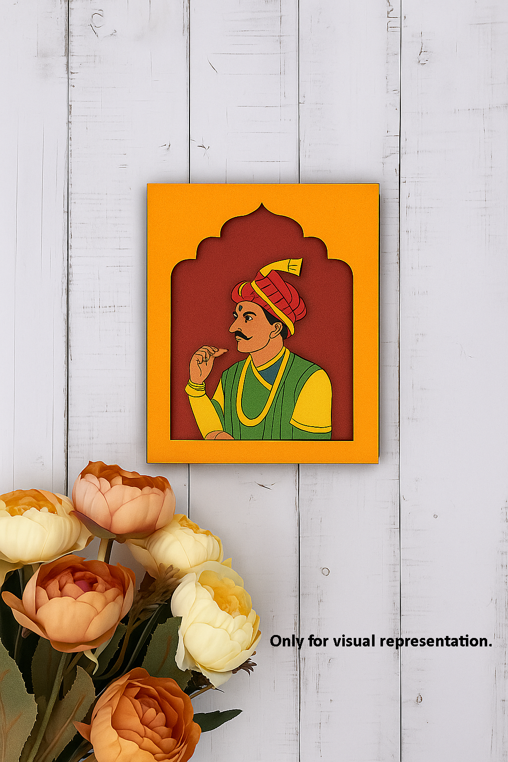 Royal King Portrait MDF Wall Hanging painted version – traditional Indian wall décor art with vibrant colors