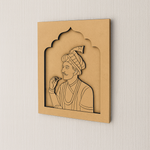 Unpainted Royal King Portrait MDF Wall Hanging DIY craft base – pre-marked engraved design for painting and art projects.