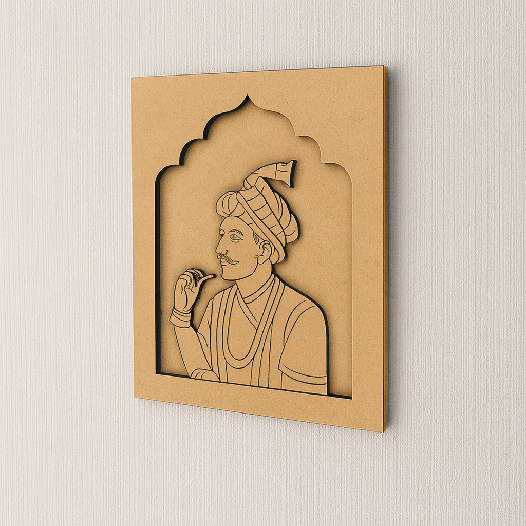 Unpainted Royal King Portrait MDF Wall Hanging DIY craft base – pre-marked engraved design for painting and art projects.