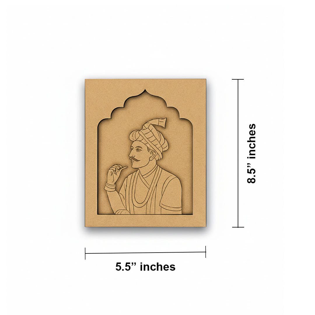 Unpainted Royal King Portrait MDF Wall Hanging DIY craft base – pre-marked engraved design for painting and art projects.