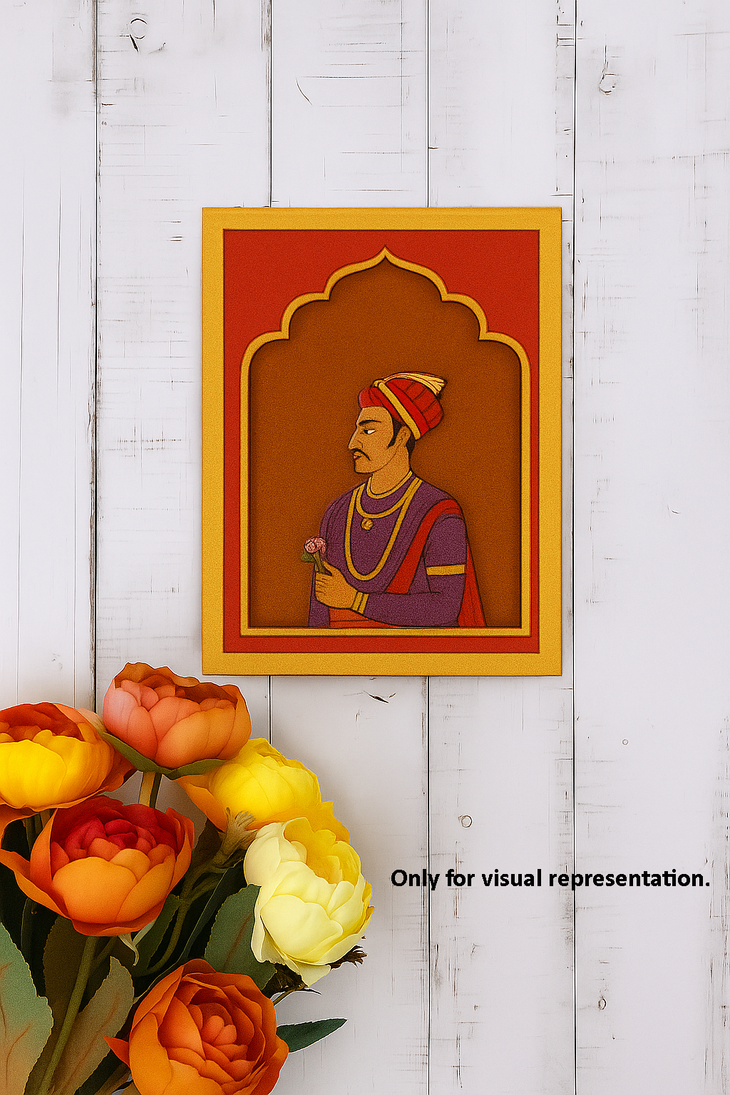 Engraved MDF wall hanging featuring Mughal emperor design in raw wooden finish for DIY craft