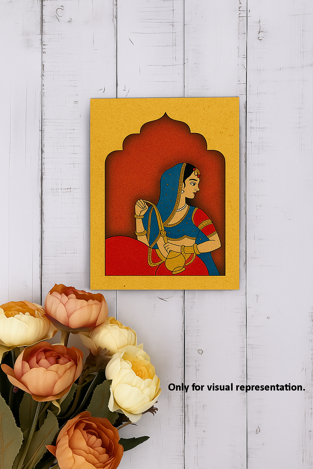 Colorful Rajasthani lady MDF wall hanging – traditional Indian art décor piece for walls