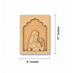 Plain MDF craft base with engraved Rajasthani woman design, ready for DIY painting.