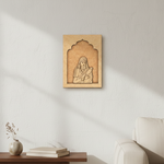 Traditional Rajasthani lady wall hanging with pigeon on green MDF base unpainted.