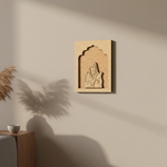 Traditional Rajasthani lady wall hanging with pigeon on green MDF base unpainted.