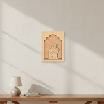 Ethnic MDF wall hanging of Rajasthani lady in red dress dancing pose unpainted.