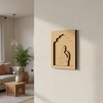 MDF wall hanging of Rajasthani lady holding lotus – green frame décor.