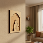 MDF wall hanging of Rajasthani lady with parrot – yellow frame décor unpainted.