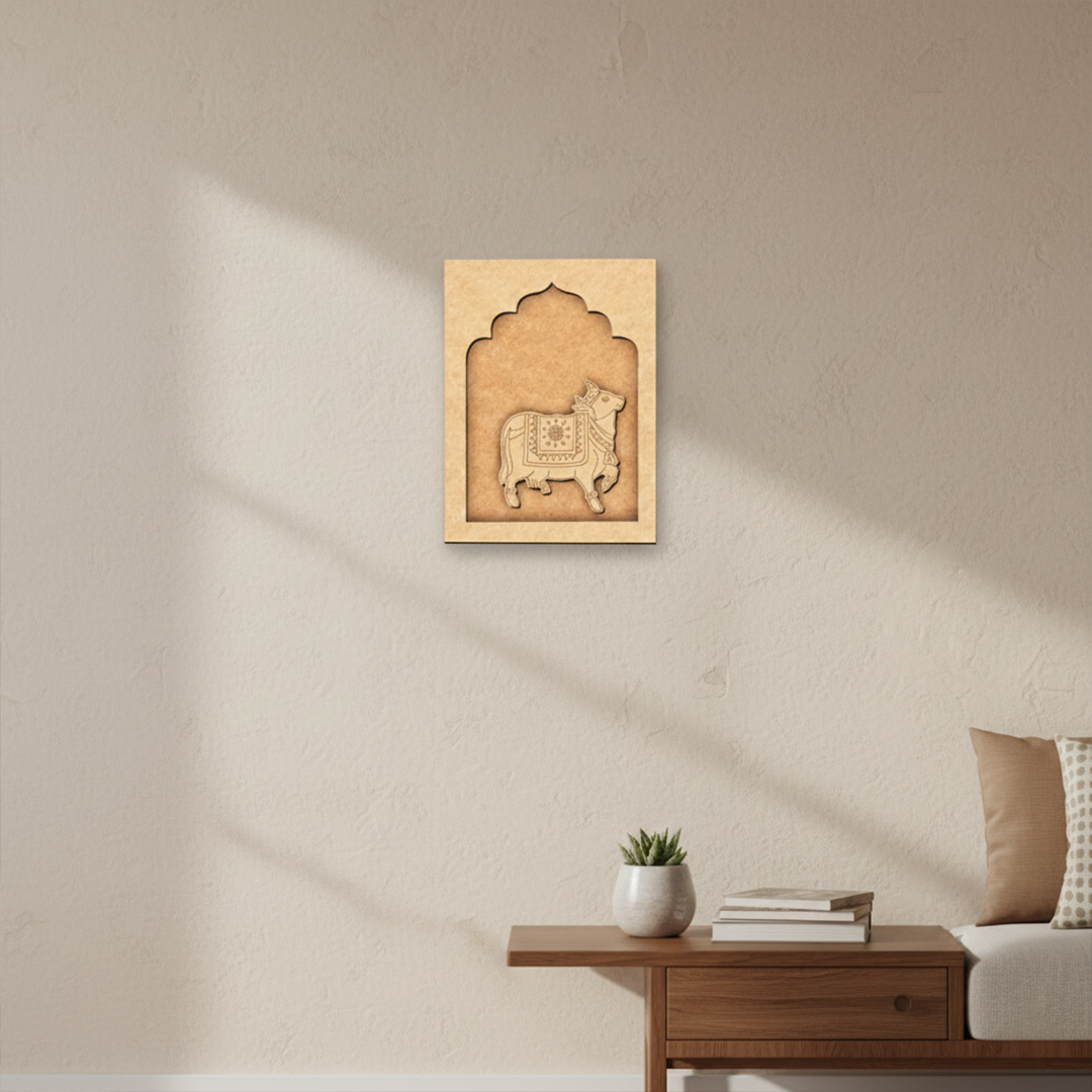 Laser engraved MDF Nandi cow DIY craft base for painting and home décor.