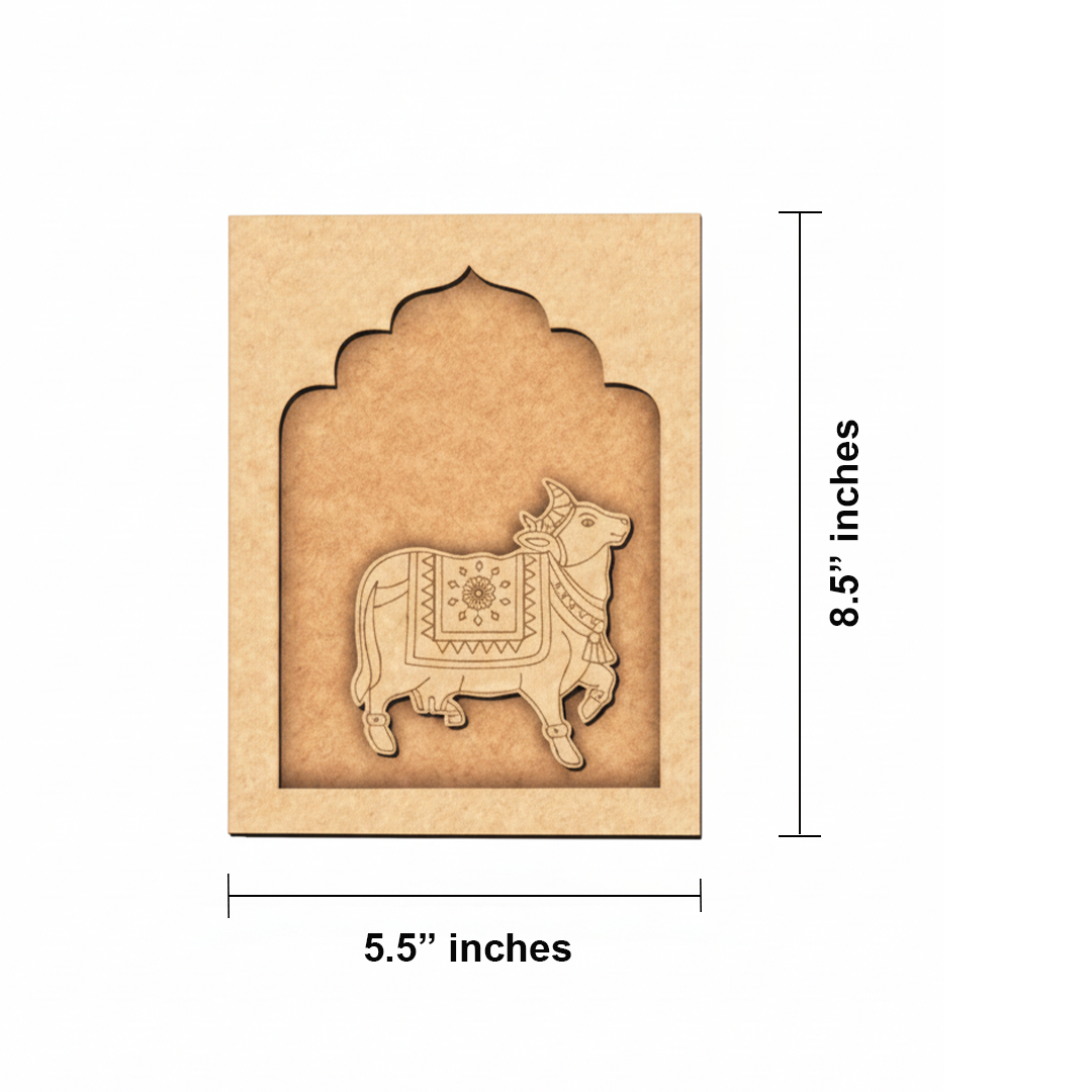 Laser engraved MDF Nandi cow DIY craft base for painting and home décor.