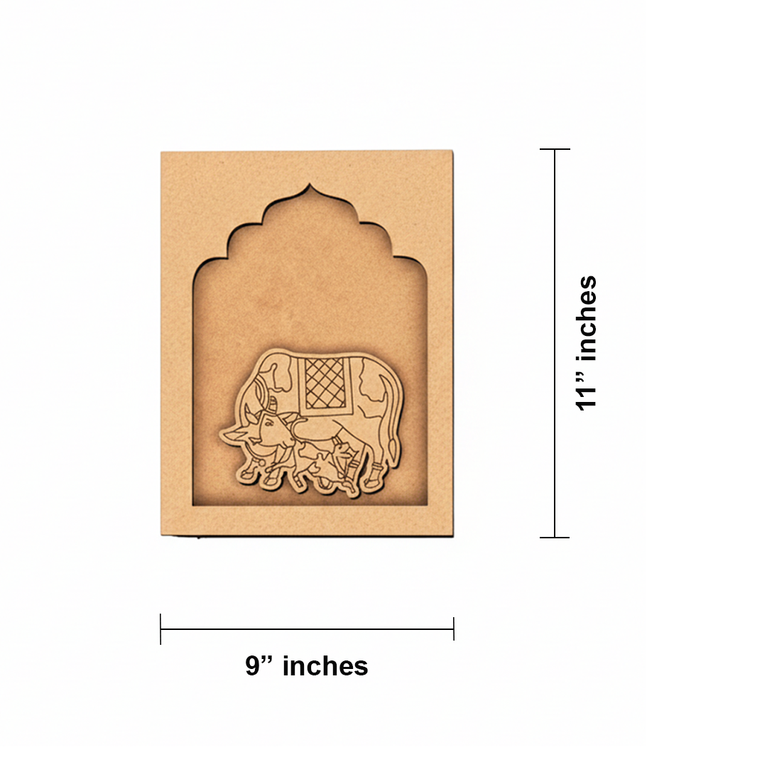 Raw MDF Image: Unpainted cow and calf MDF wall art base for painting or crafting.