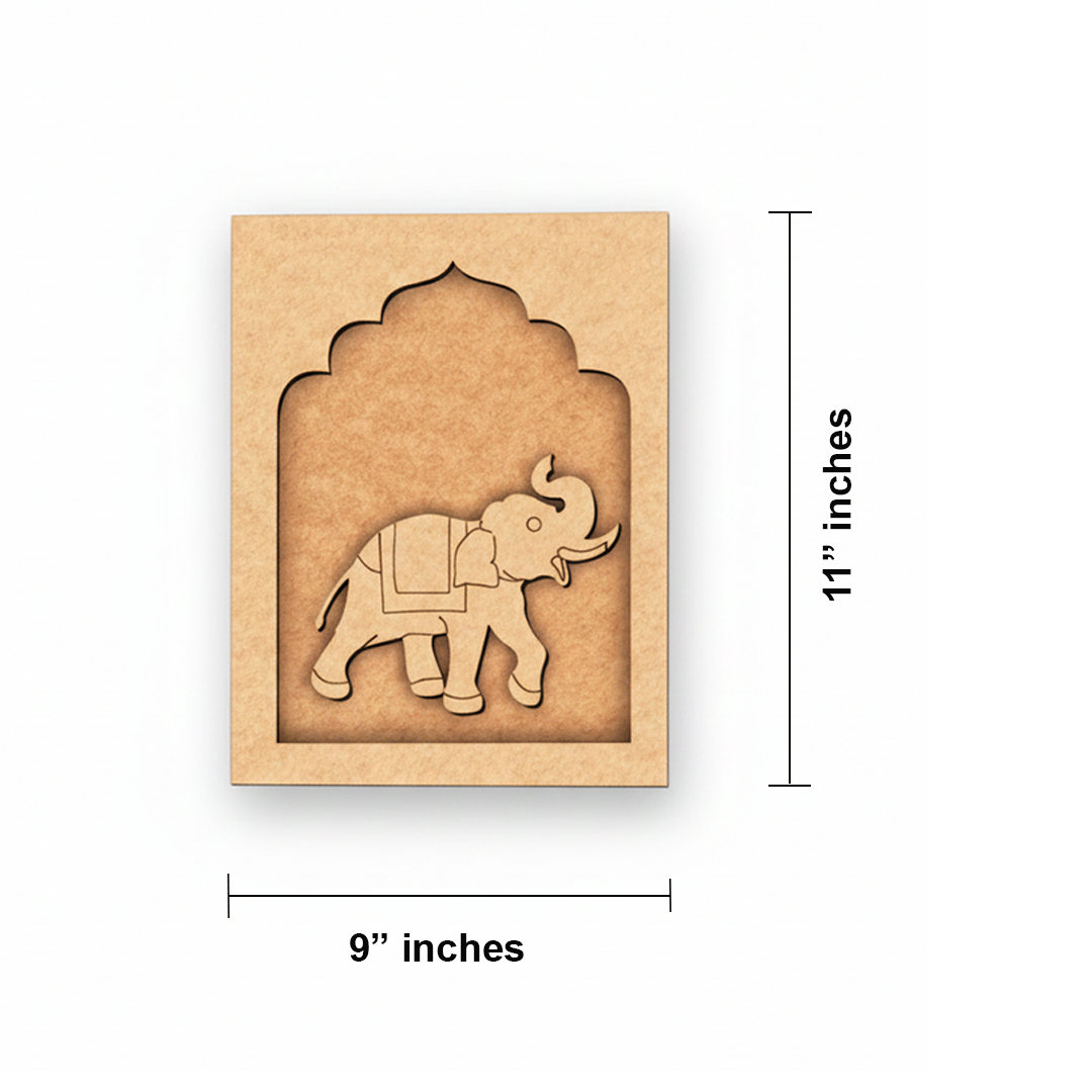 Unpainted MDF Elephant Wall Hanging craft base for DIY and home décor projects.