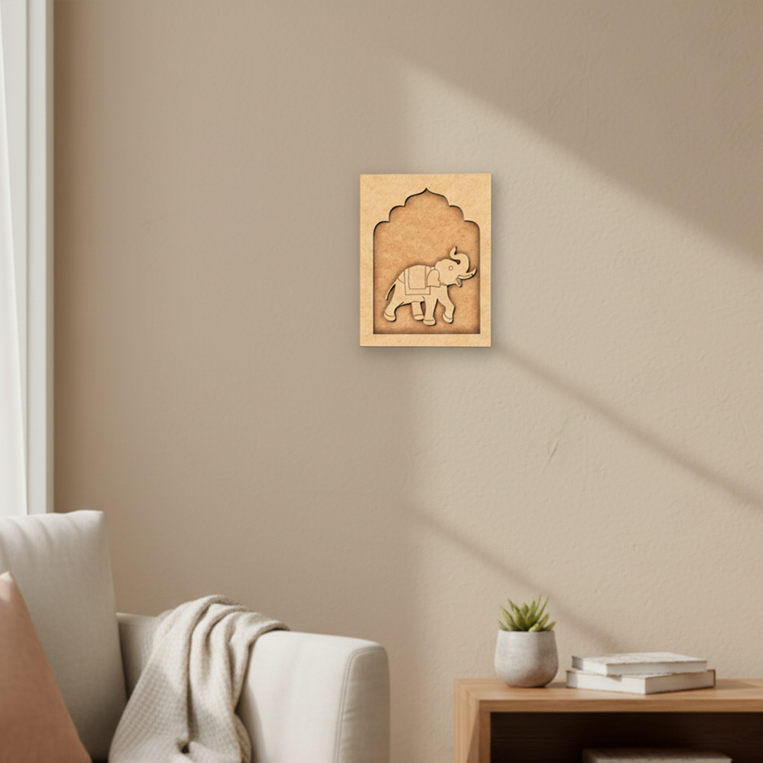 Unpainted MDF Elephant Wall Hanging craft base for DIY and home décor projects.