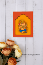 Ganesh Ji MDF wall hanging art in orange frame with intricate design