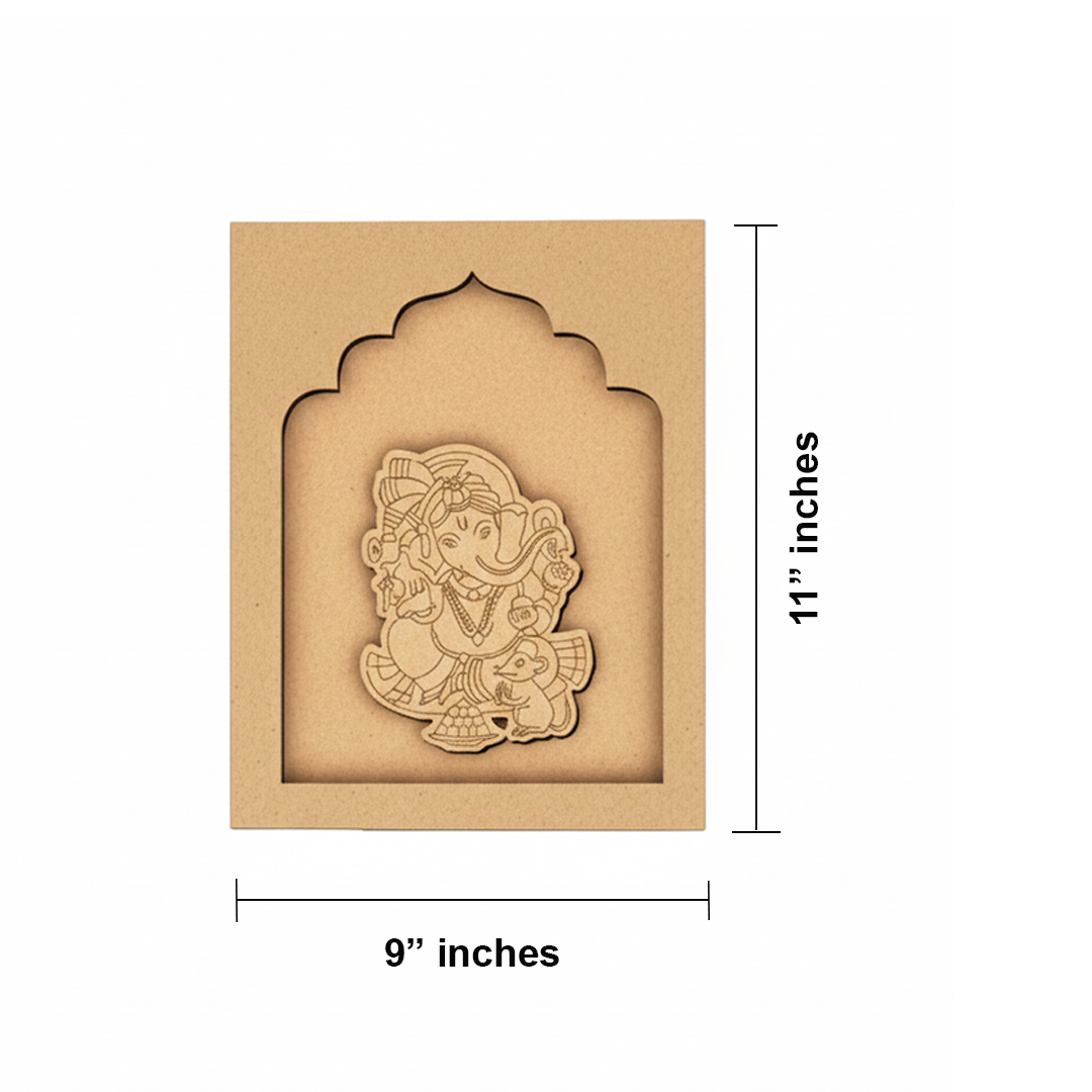 Wooden MDF Ganesh wall art unfinished base for painting and DIY décor.