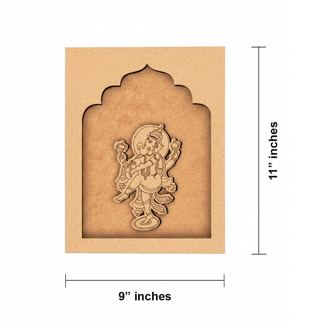 MDF Lord Ganesha wall hanging panel unfinished for DIY painting.