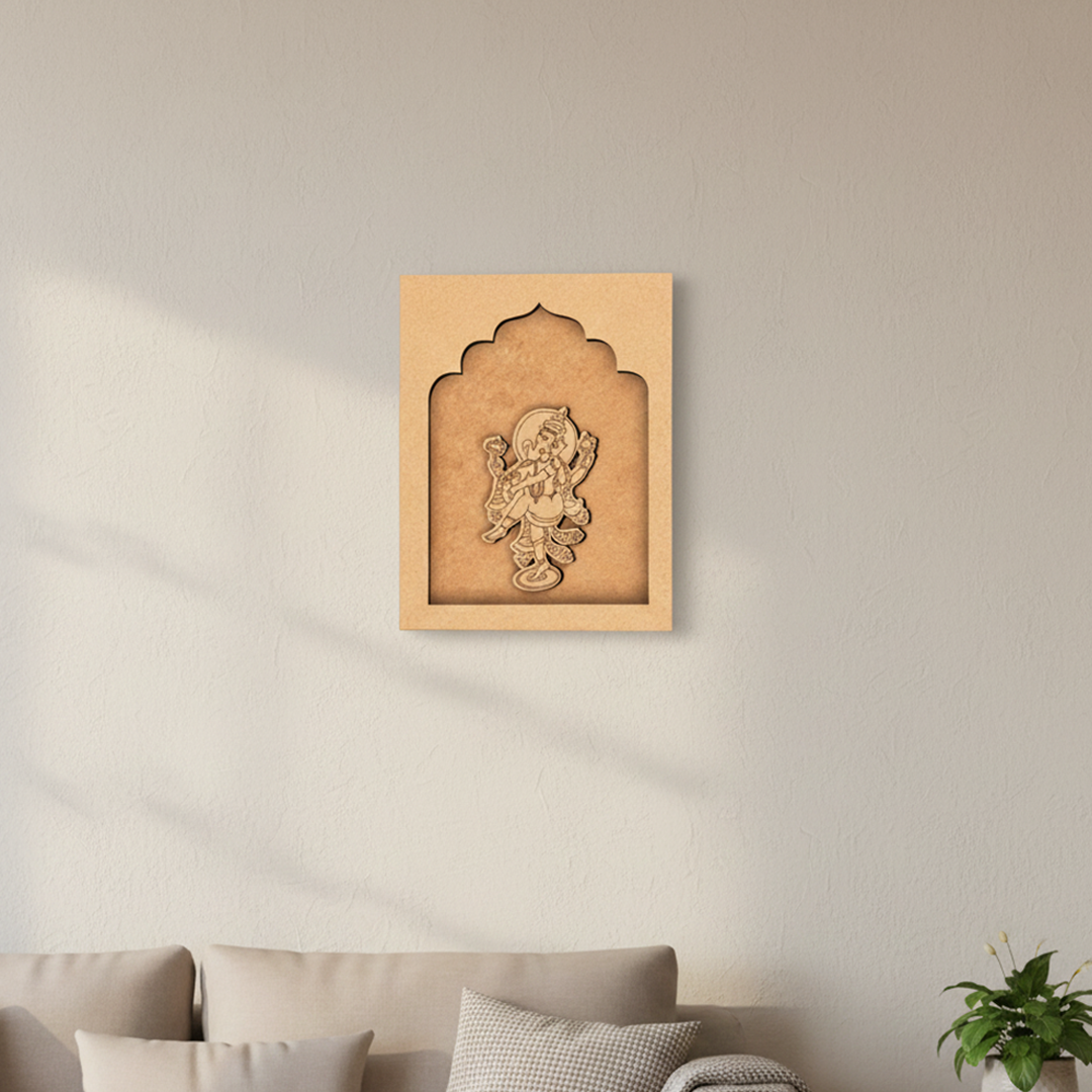 MDF Lord Ganesha wall hanging panel unfinished for DIY painting.