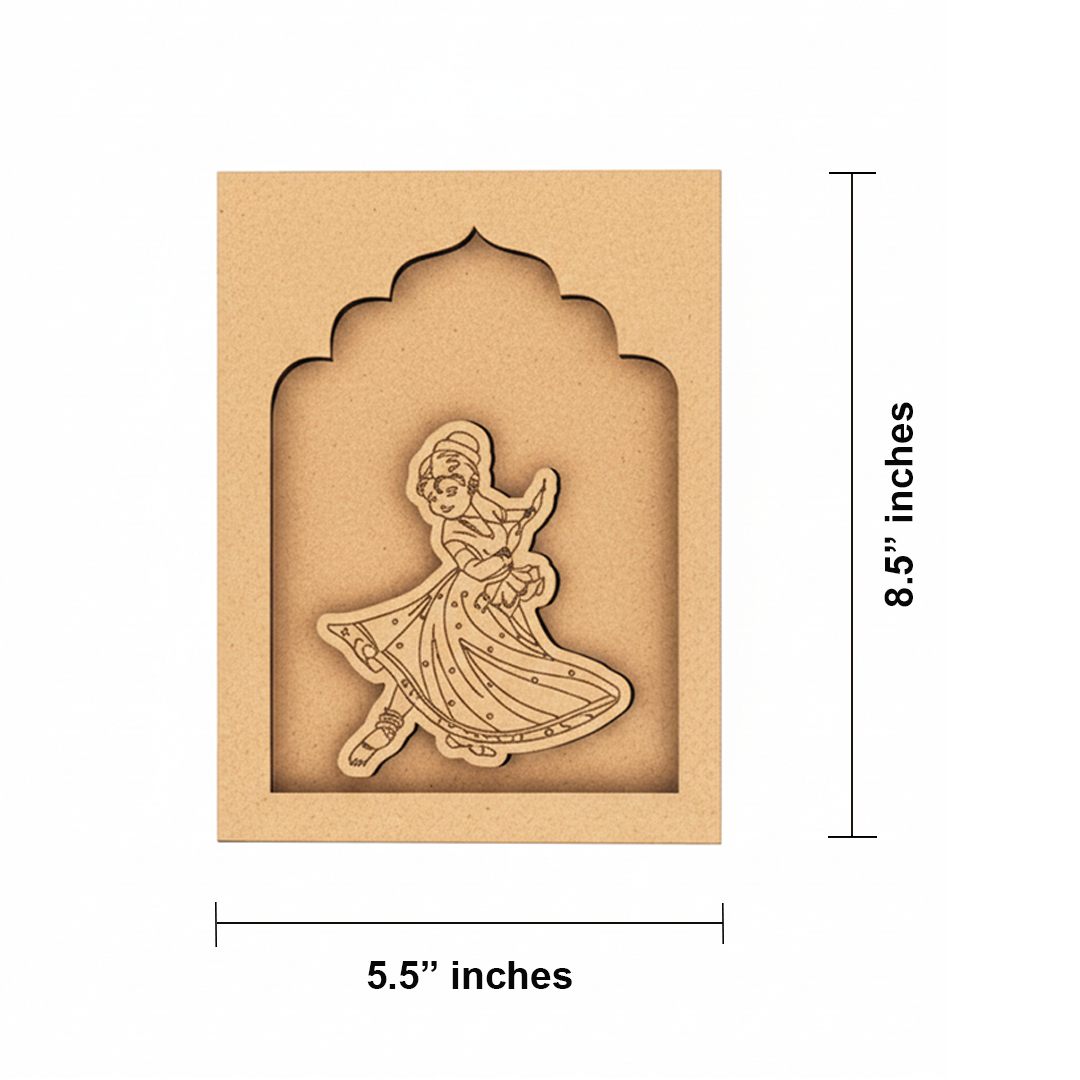 Raw MDF Kathak dancer wall art base for painting.