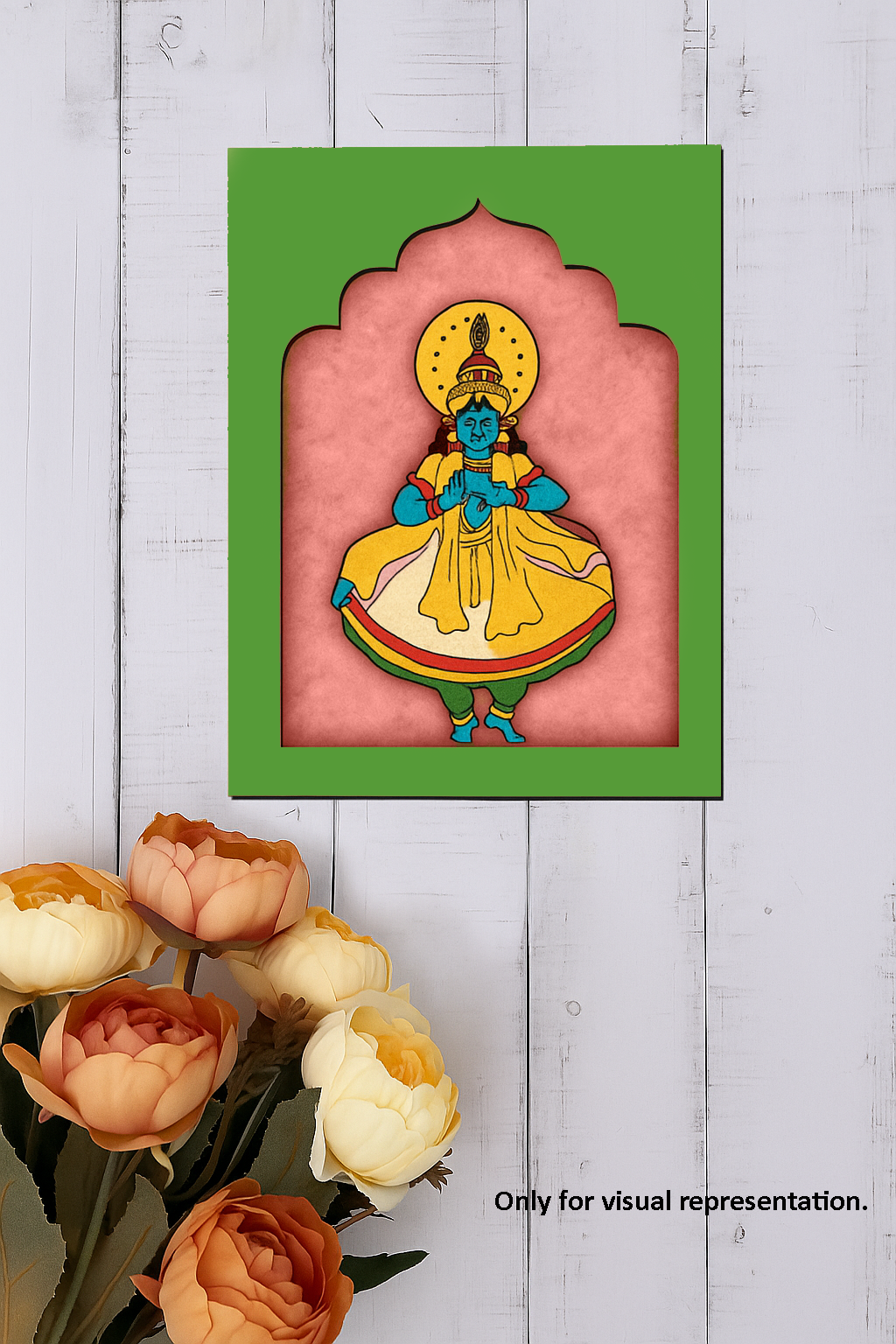 MDF Dancing Deity wall art panel with arch frame