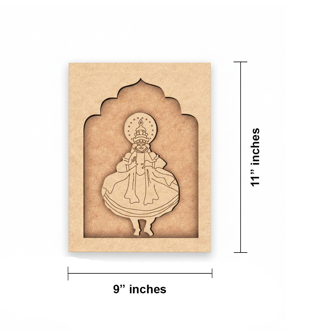 Traditional Indian dance figure laser-cut MDF wall hanging.
