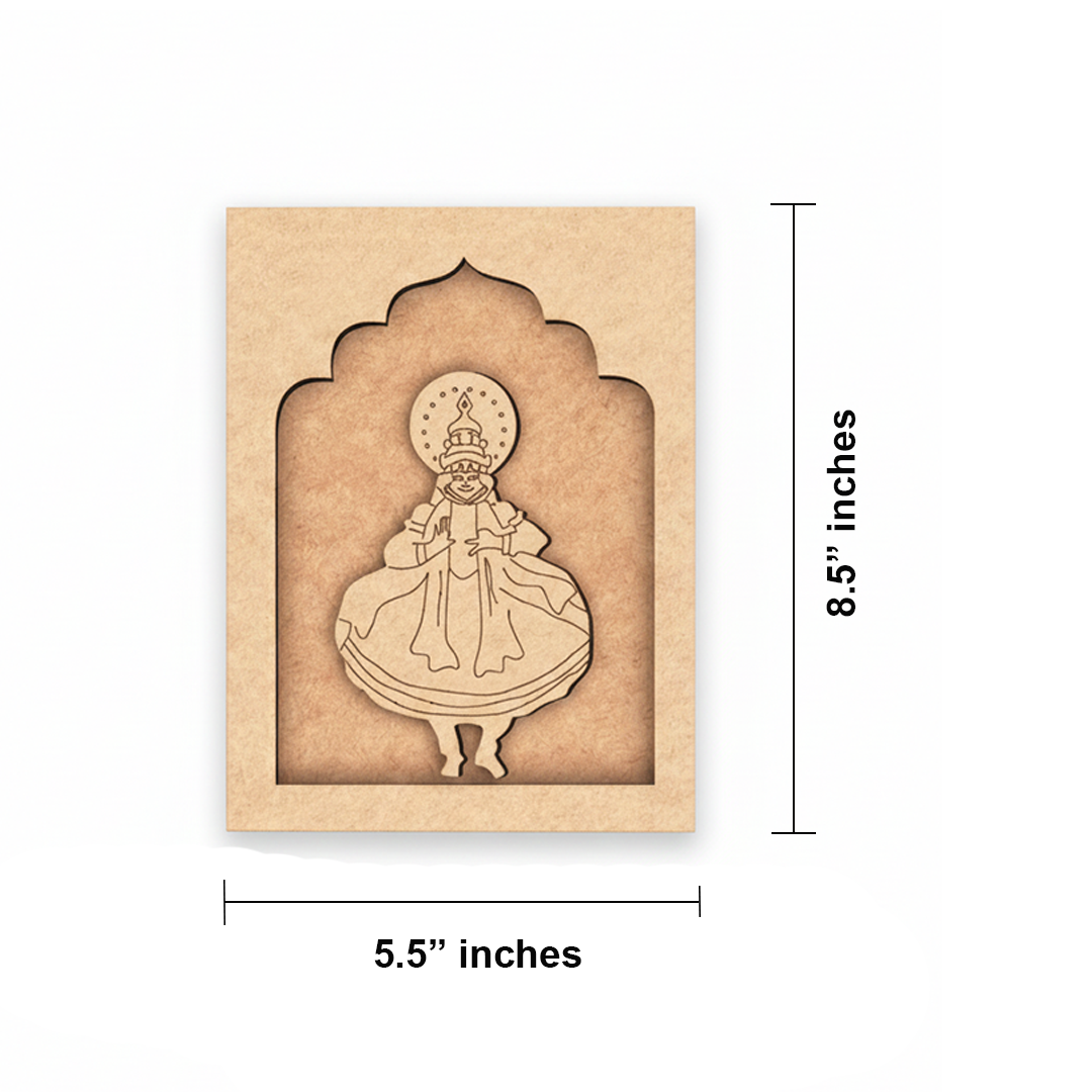 Traditional Indian dance figure laser-cut MDF wall hanging.