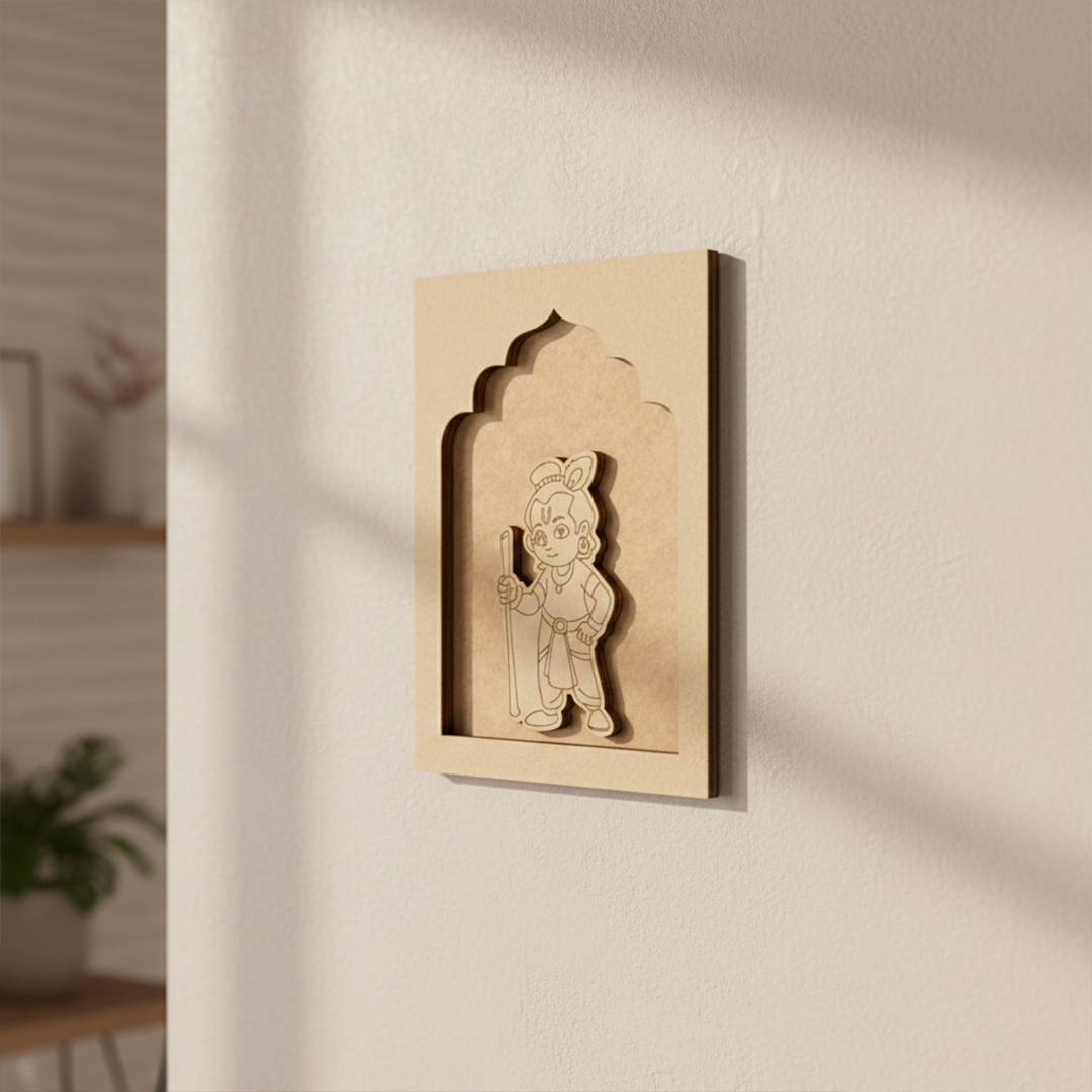 Unpainted MDF Krishna wall art frame for hanging décor.