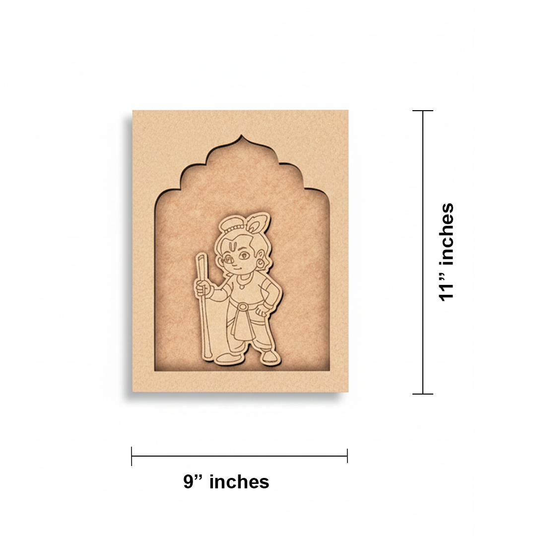 Unpainted MDF Krishna wall art frame for hanging décor.