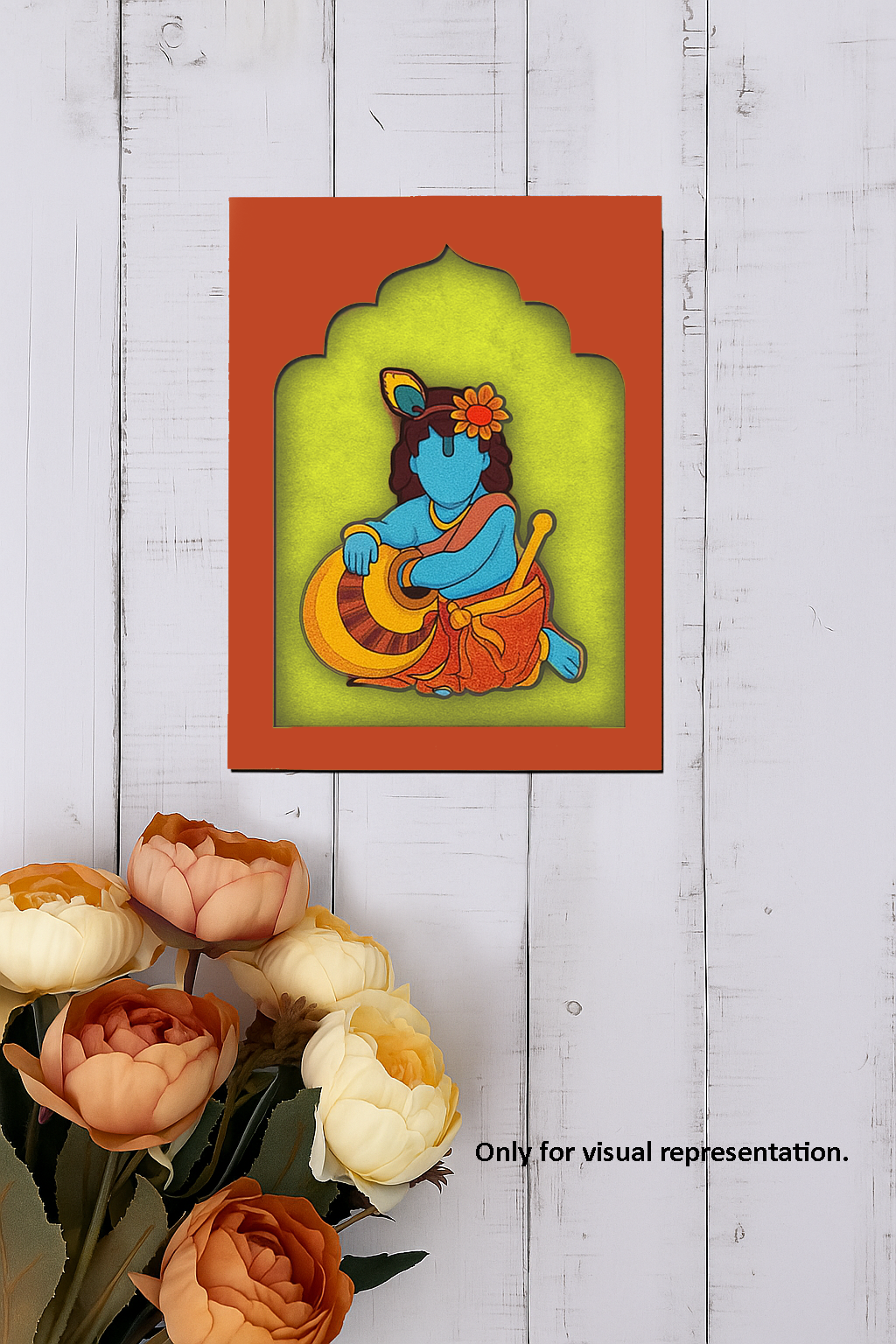 Painted version of Baby Krishna with Matki MDF wall hanging for DIY inspiration