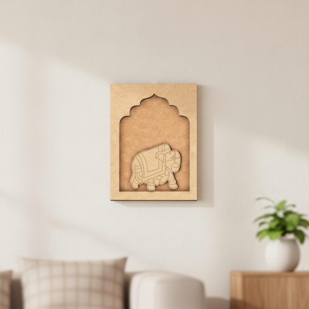 MDF Elephant Hanging Wall Art unfinished base design.