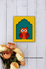 Cute colorful Owl MDF wall hanging in arch frame for home décor