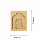 Cute colorful Owl MDF wall hanging in arch frame for home décor.
