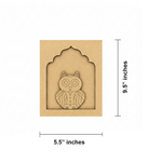 Cute colorful Owl MDF wall hanging in arch frame for home décor.