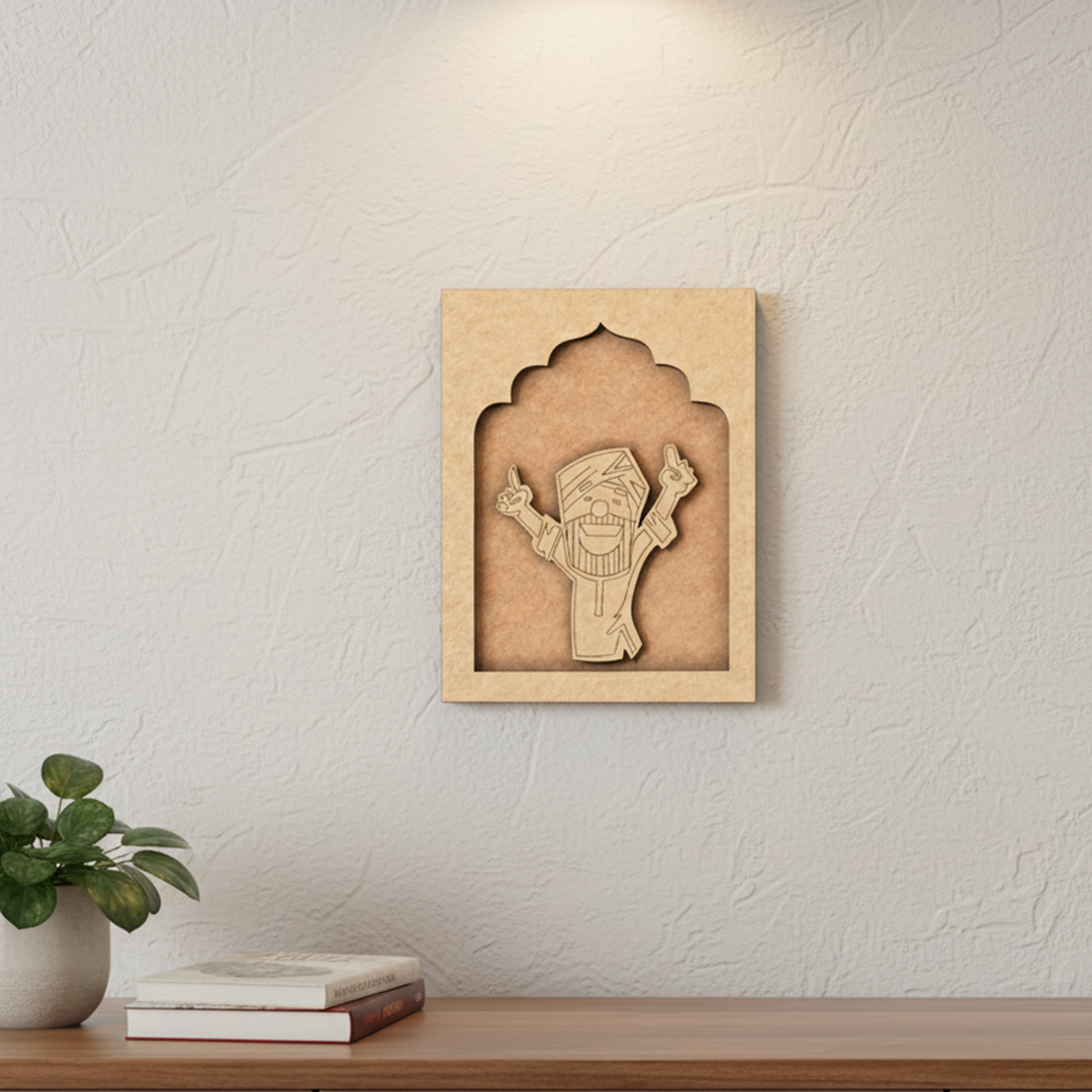MDF Punjabi Man Hanging Wall Art unfinished decorative panel.