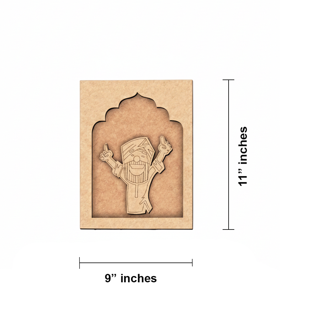 MDF Punjabi Man Hanging Wall Art unfinished decorative panel.