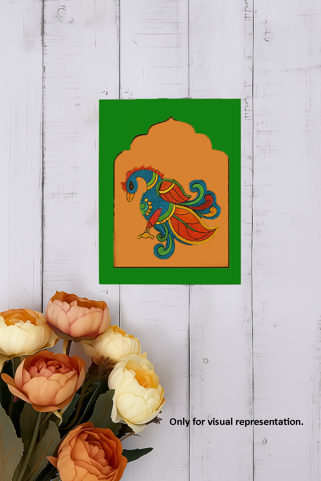 Colorful Peacock MDF decorative wall panel for home and café décor