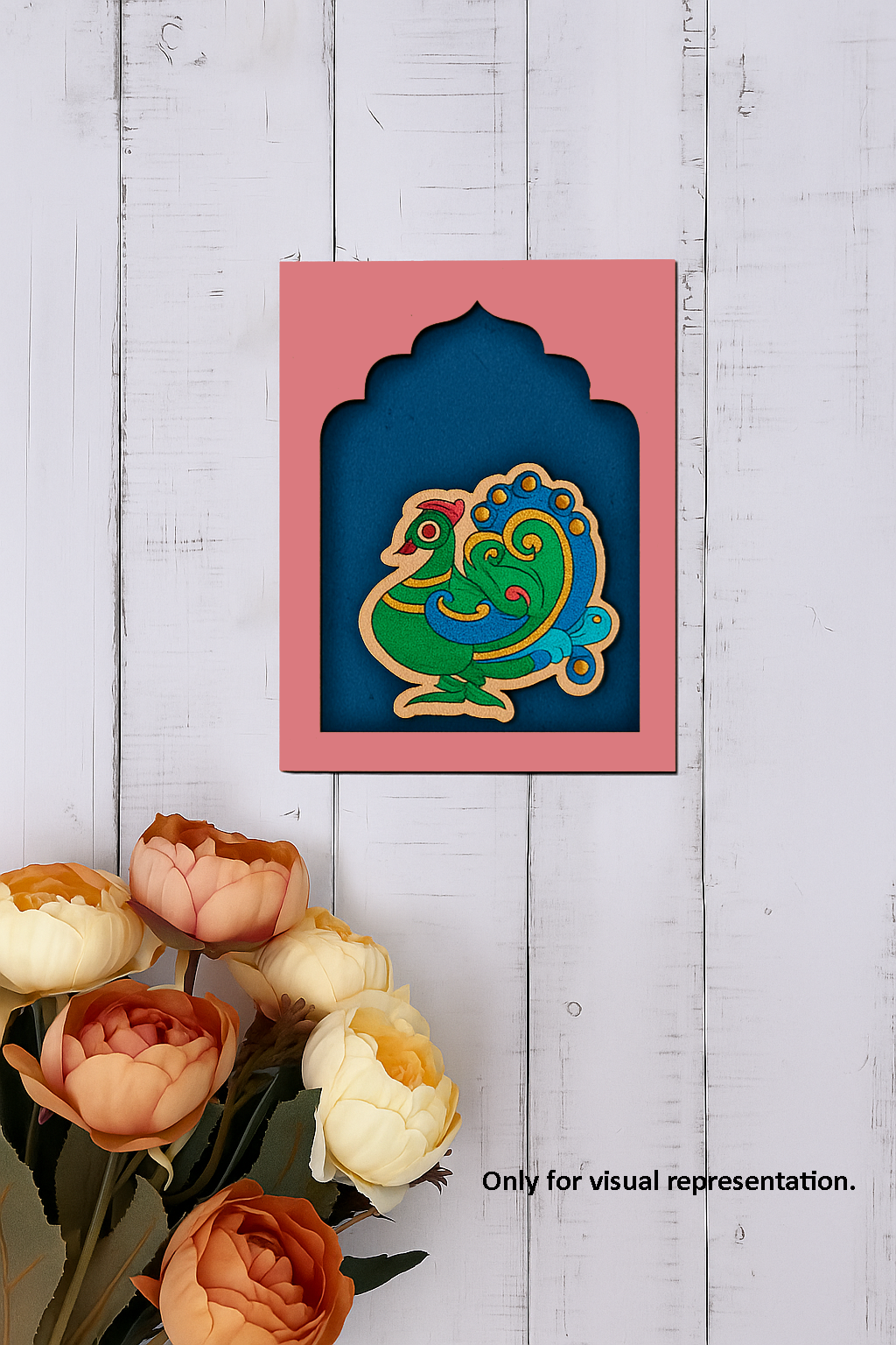 Painted MDF colorful bird wall décor in traditional style
