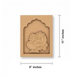 Unfinished MDF colorful bird wall hanging in arch frame.