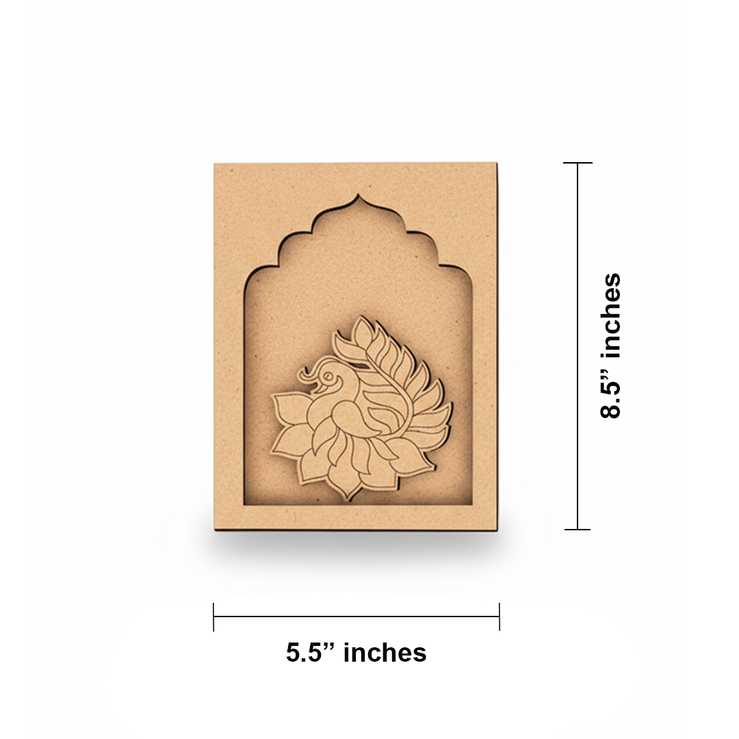 MDF Bird in Lotus design hanging wall art panel for DIY painting and home décor.