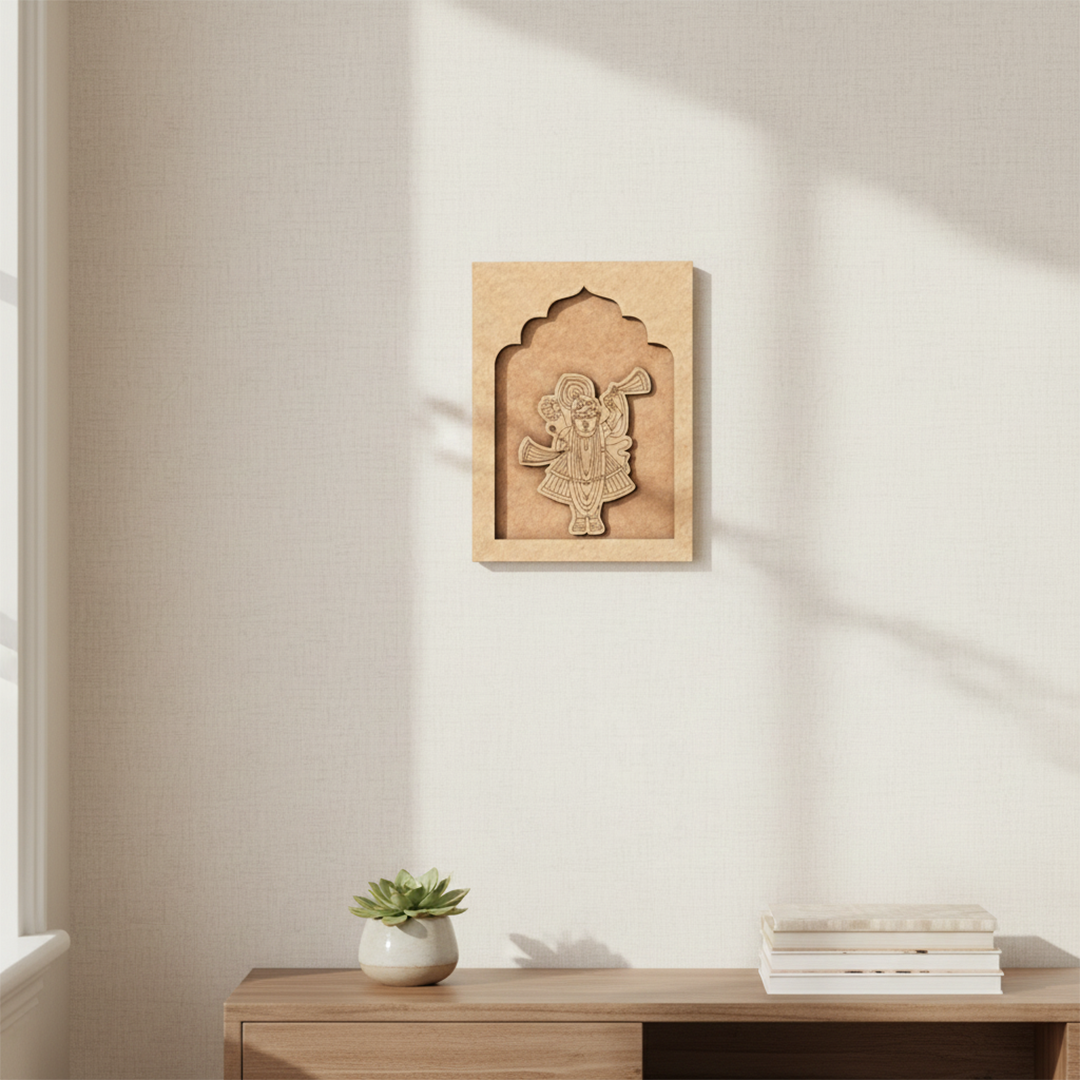 DIY Krishna MDF wall décor craft base for festival decoration unpainted.