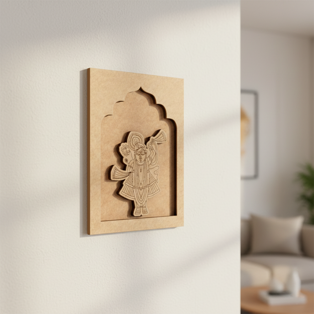 DIY Krishna MDF wall décor craft base for festival decoration unpainted.