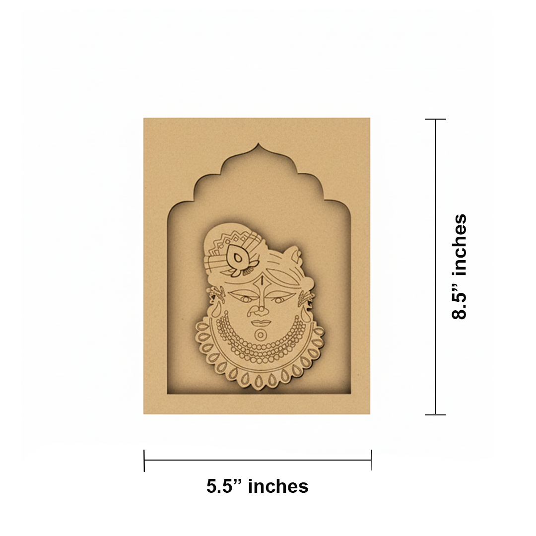MDF Krishna Face DIY Craft Wall Hanging without painted.