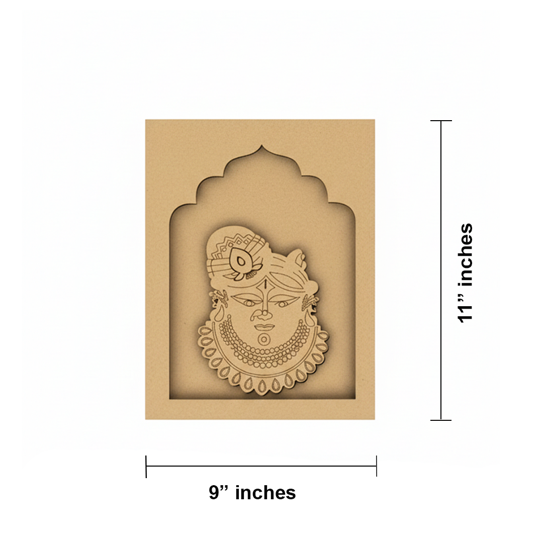 MDF Krishna Face DIY Craft Wall Hanging without painted.