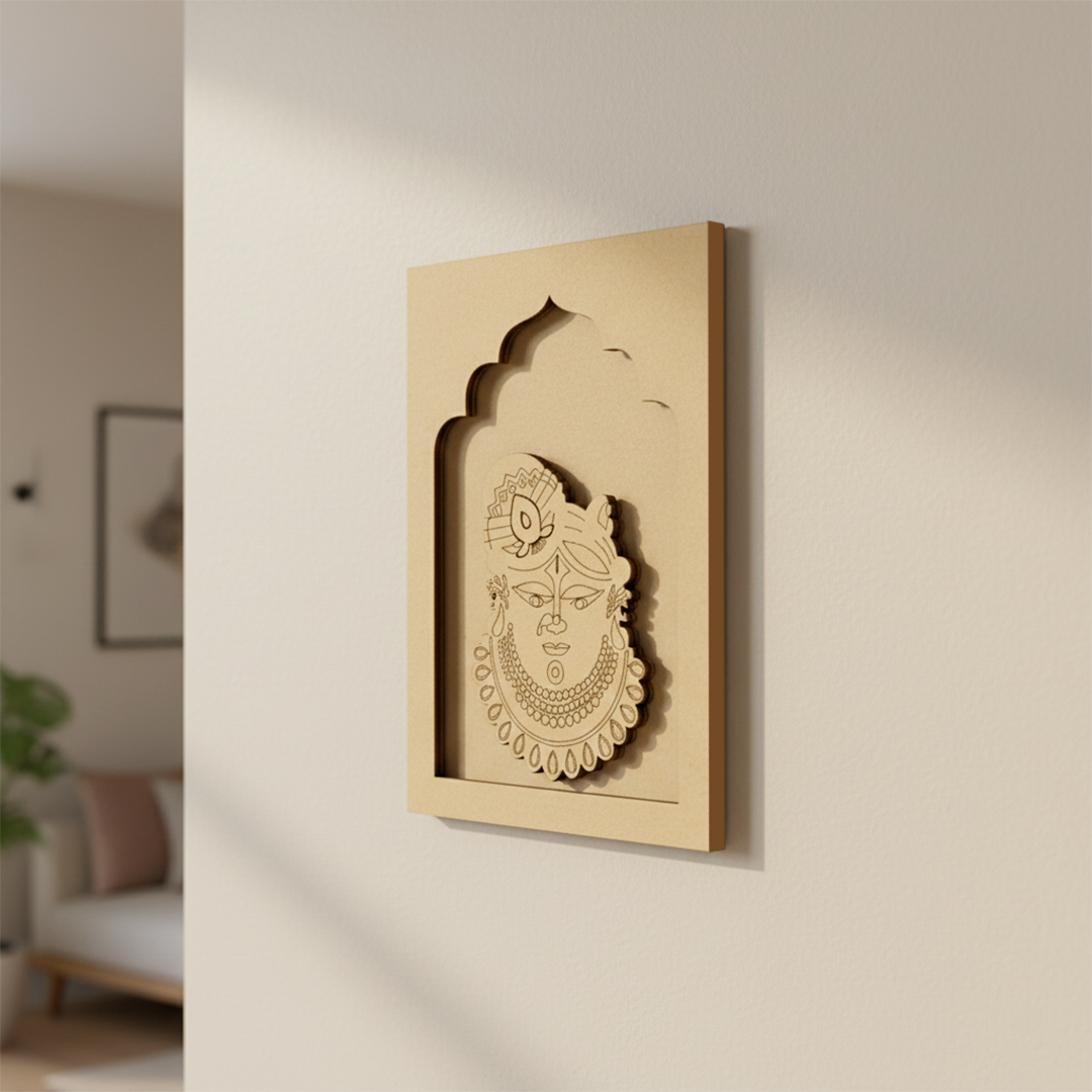 MDF Krishna Face DIY Craft Wall Hanging without painted.