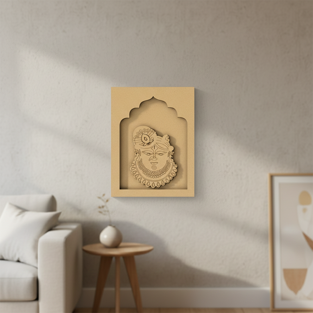 MDF Krishna Face DIY Craft Wall Hanging without painted.