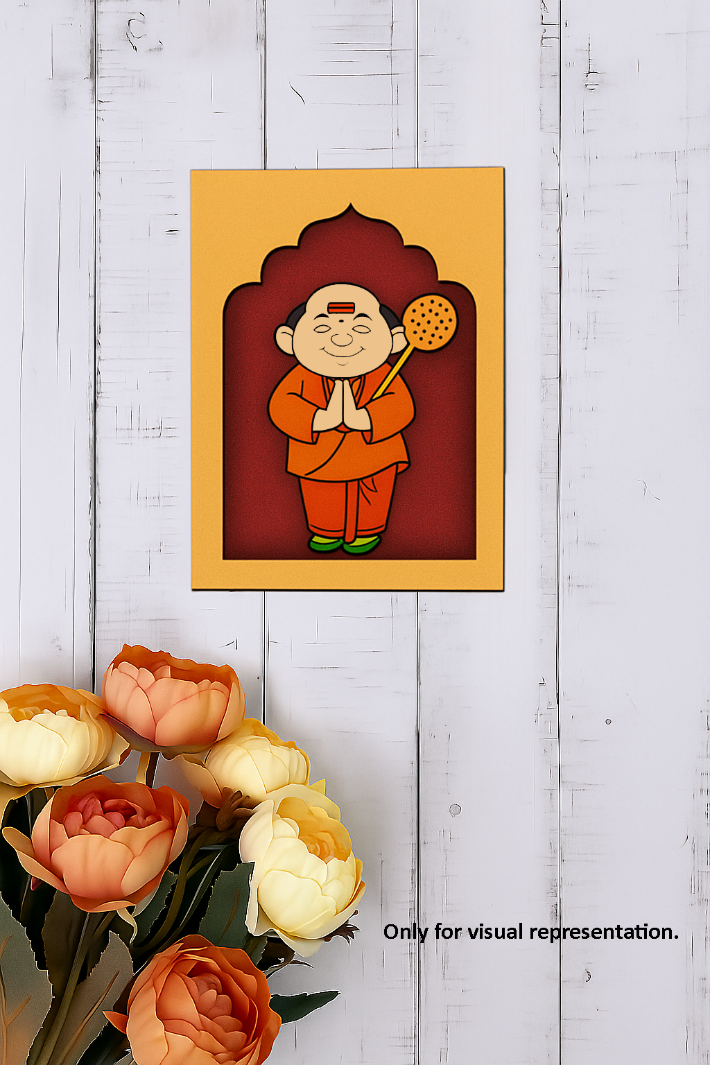 Colored MDF Monk wall décor cutout for home decoration