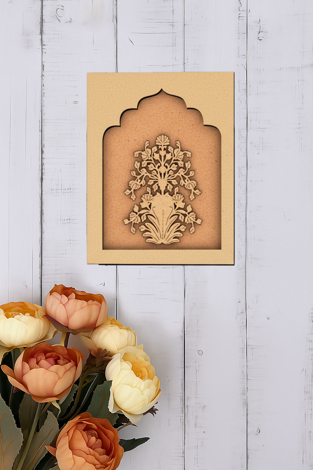 MDF Floral Wall Hanging Base – Unpainted Vase Design