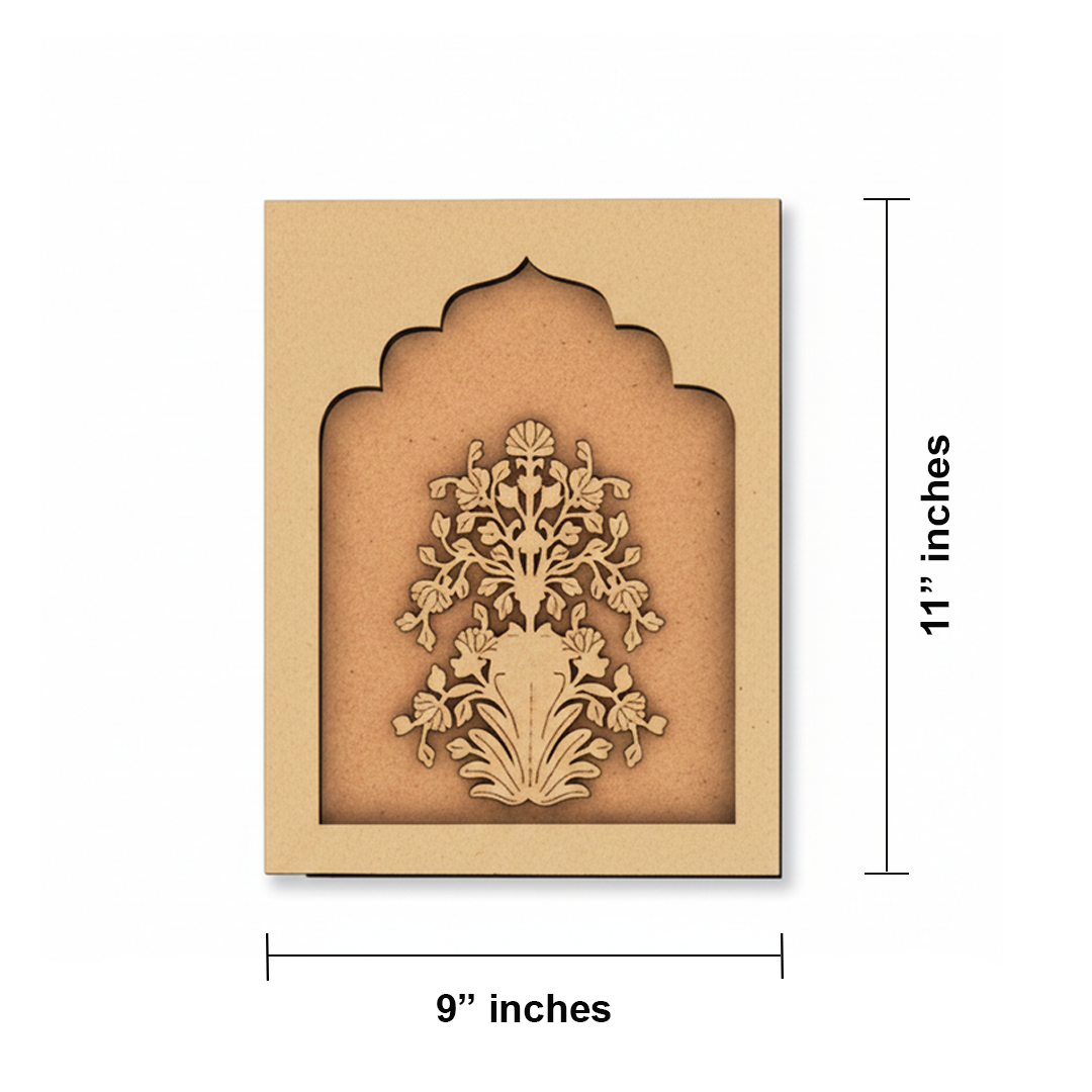 MDF Floral Wall Hanging Base – Unpainted Vase Design.