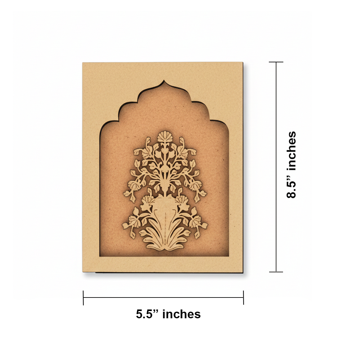MDF Floral Wall Hanging Base – Unpainted Vase Design.